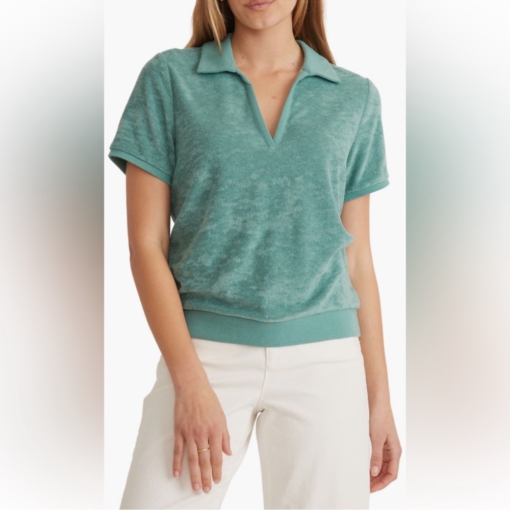 Marine Layer Teal Short Sleeve Polo Tee